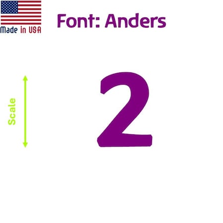 Aacc Self-Adhesive Vinyl Number: 2, Size: 4 cm. Color: Purple Font: Anders, 1 sticker AACC-Anders-N2-Purple-M4x1