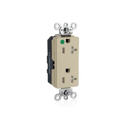 Leviton Hospital Grade Decora Receptacle, 20 Amp, 125 Volt MT163-HGI