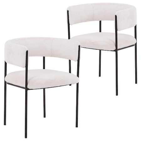 Leisuremod Cyril Collection Modern Chair in White Faux Fur, 2PK CDCF22W2