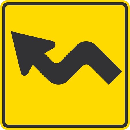 Lyle W1-3L, Left Reverse Turn, 24x24, Diamond Grade, Yellow G-12677-DG_24x24