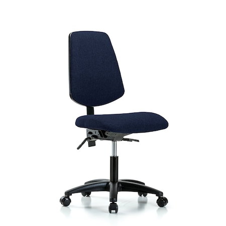 Blue Ridge Ergonomics Desk Chair Fabric Desk Chair, Med, Bk, Casters, Navy, No Arms, 19" to 24" Height, Fabric, Dark Blue BR-FDHCH-MB-RG-T0-A0-RC-F45