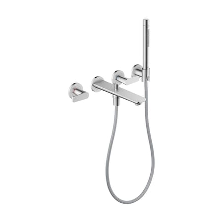 Axor Citterio C 3-Hole Wall-Mounted Tub Filler with 1.75 GPM Handshower and Holder in Chrome 49480001