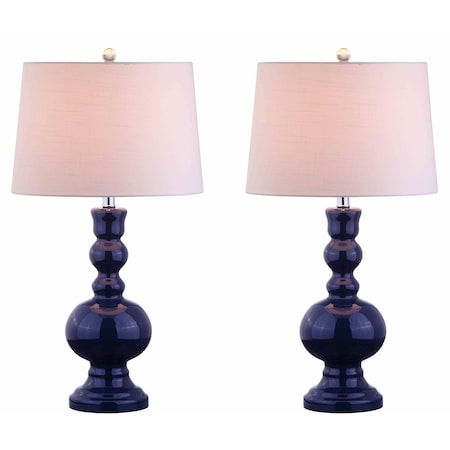 Jonathan Y Genie 28.5" Glass LED Table Lamp, Navy, 2PK JYL1061E-SET2