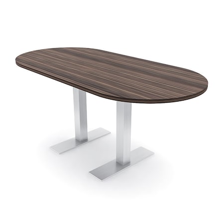 Skutchi Designs 6ft Conference Table With Power Unit | 6 Person Modular Racetrack Meeting Table | Harmony Series HAR-RAC-36X72-T-H3041-NA