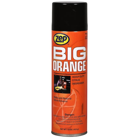 Zep Big Orange Solvent Degreaser, 15 Oz Aerosol Can, Liquid, Clear, 12 PK 11401