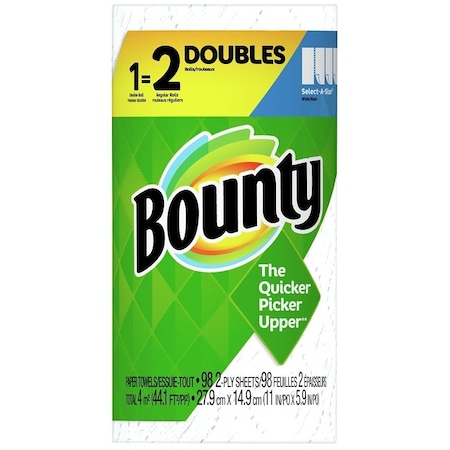 Bounty Select-A-Size Series 66539 Double Roll Paper Towel, 11 in L, 5.9 in W, 2 -Ply 80798319