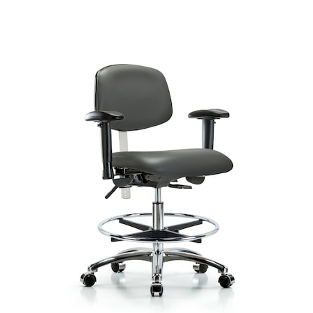 Blue Ridge Ergonomics Vinyl Clean Room Chair, Adjustable Arms BR-NCR-VMBCH-CR-T1-A1-CF-CC-8823
