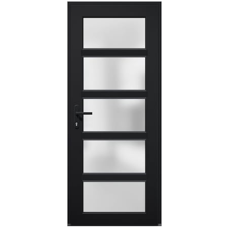 Vdomdoors Front Exterior Prehung uPVC Door Frosted Glass, Manux 8002 Matte Black, W36" x H80", Right Inswing MANUX8002EXD-BLK-W36 x H80-RH