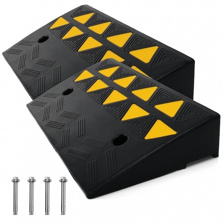 Pyle Rubber Curb Ramp 2PC Set, Heavy-Duty Driveway Ramp 4.1 in Rise, 55,000 lbs Capacity, 19 in L x 11.82 PCRBDR45