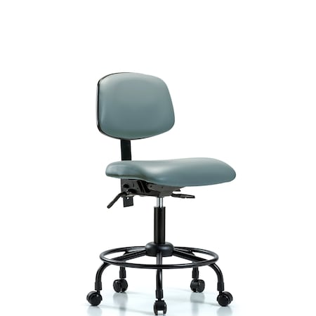 Blue Ridge Ergonomics Vinyl Chair, Desk, Round Tube Base, Casters, Storm BR-VDHCH-RT-T0-A0-RC-8822
