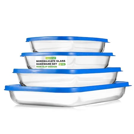 Nutrichef 8-Piece Glass Baking Dish Set with Lids NCGL4XBUL