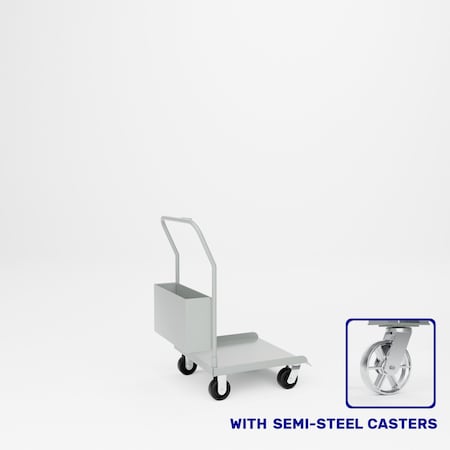 Pucel Drum Dolly Truck with Accessory Box, 25 in W x 25 in D x 12 in H, Gray DT-25-S