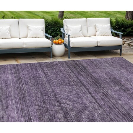 Homeroots 10' X 14' Plum Purple And Gray Striped Washable Indoor Outdoor Area Rug 588123