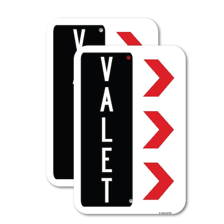 Signmission Valet Right Arrow 1, 12'' X 18'' 2 Signs, Heavy Gauge Aluminum, 2PK A-1218-2PACK-22742