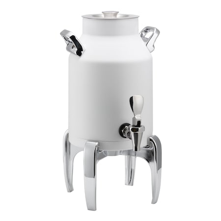 Service Ideas Thermo-Urn Dairy Dispenser 1.5-Gallon Vacuum Insulated Dispenser with Modern Leg in White DD15WHMD