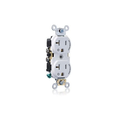 Leviton Duplex Receptacle Outlet, 20A, White, 125V CR020-2PW
