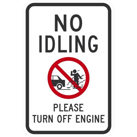 Lyle No Idling Please Turn Off Engine (W/Sym), 12x18, Engineer Grade, White G-3378-EG_12x18