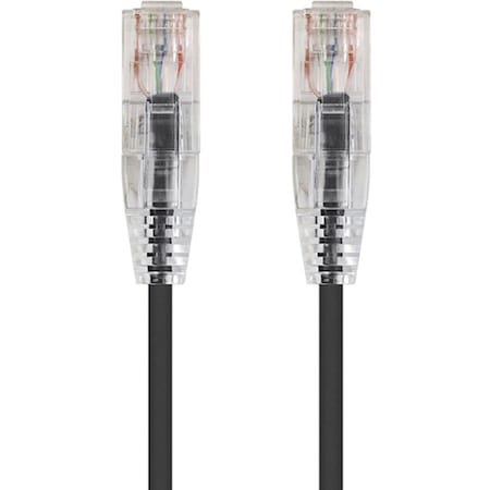 Monoprice Slim Cat6 Utp Network Cable, 2 ft.Black 13522