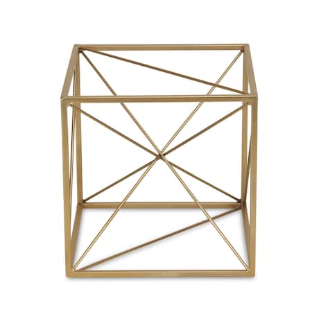 Homeroots 8" Gold Metal Abstract Geo Cube Sculpture 483221
