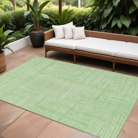 Homeroots 8' X 10' Mint Green And Ivory Geometric Washable Indoor Outdoor Area Rug 600837
