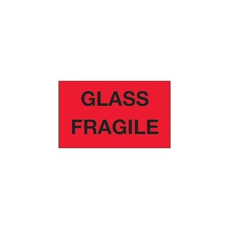 Bubblefast 3 x 5'' - ''Glass - Fragile'' Fluorescent Red Labels BFDL1201