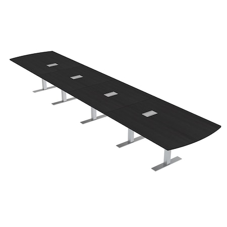 Skutchi Designs 18 Person Conference Table With Power Unit | 18' Arc Rectangle Table | Harmony Series HAR-AREC-48X216-T-U999ST19-ESIL