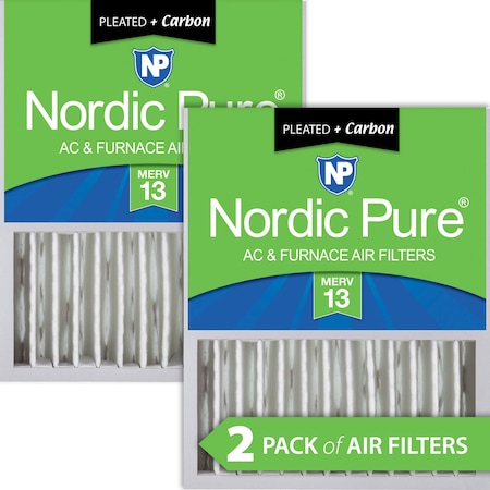 Nordic Pure 16x20x5 Plus Carbon Pleated Air Filter, High Capacity, MERV 13, 2 PK 16x20x5HM13+C-2