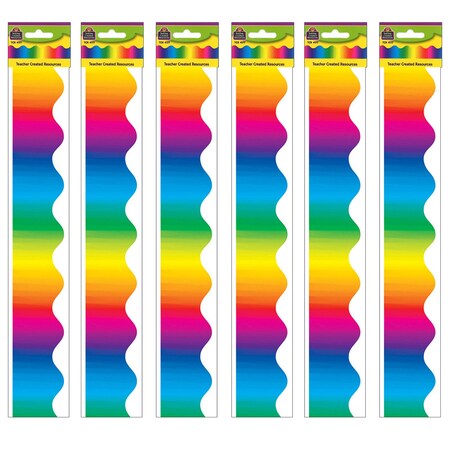 Teacher Created Resources Multicolor Scalloped Border Trim, 35 Feet Per Pack, 6PK TCR4177