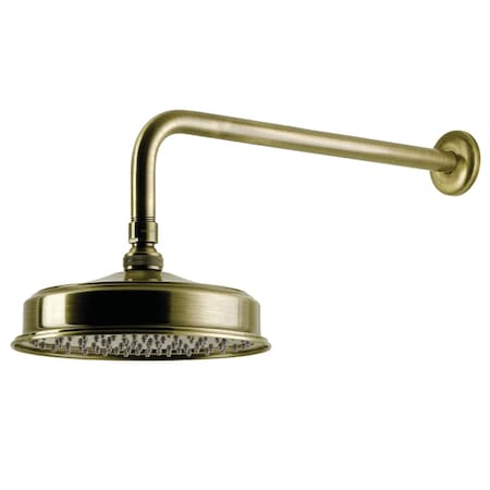 Kingston Brass 8" Round Brass Shower Head with 17" Ceiling Mounted Shower Arm, Antique Brass K324K13