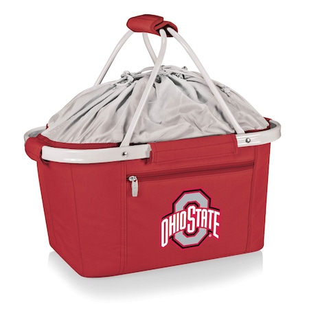 Picnic Time Family Of Brands NCAA Ohio State Buckeyes Metro Shopping Basket - Insulated Picnic Basket 645-00-100-444-0