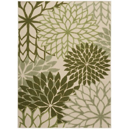 Homeroots 4' X 6' Ivory And Green Floral Indoor Outdoor Area Rug 548151