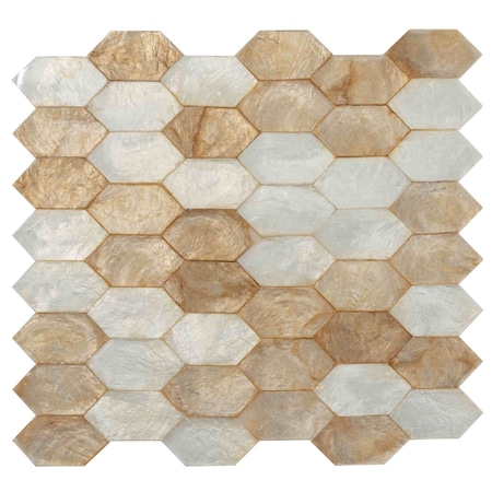 Apollo Tile Silver Gold 10.4 in x 11 in Shell, Mother of Pearl Polished Wall Mosaic Tile 15.89 sqft/case, 20PK APLSMA88015A