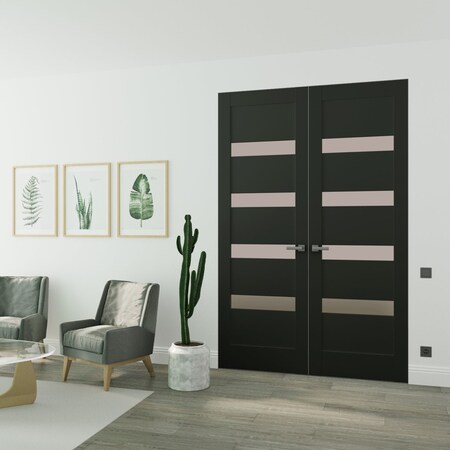Sartodoors Hidden Double Doors Black 72x84 (2* 36x84) Solid Core Modern Interior QUADRO4113DMF-BLK-72x84-LH-I