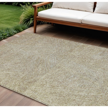 Homeroots 10' X 14' Ivory And Brown Abstract Washable Indoor Outdoor Area Rug 597051