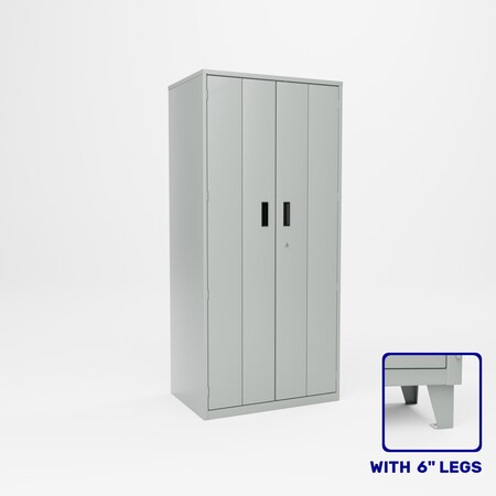 Pucel Bi-Fold Door Storage Cabinet, 36 in W x 84 in H x 24 in D, Gray BDSC-3678-24-4L