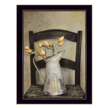 Homeroots Golden Tulips 2 Black Framed Print Wall Art 405530