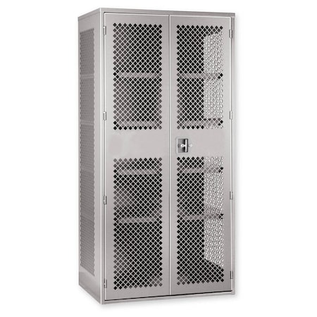 Pucel Heavy Duty Storage Cabinet with Perforated Doors and Sides, 36 in W x 78 in H x 24 in D, Red HDSC-3678-24-4-PERF