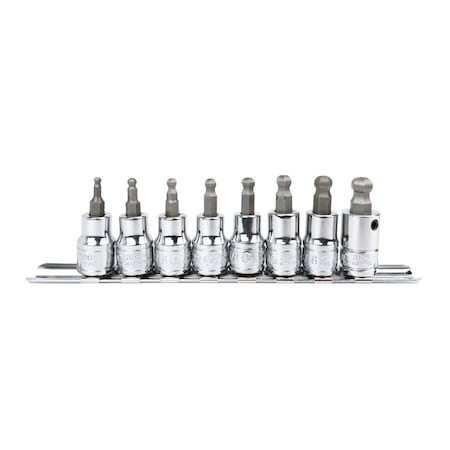 Genius Tools 8PC 3/8in Dr. SAE Wobble Hex Bit Socket Set BS-308WHS