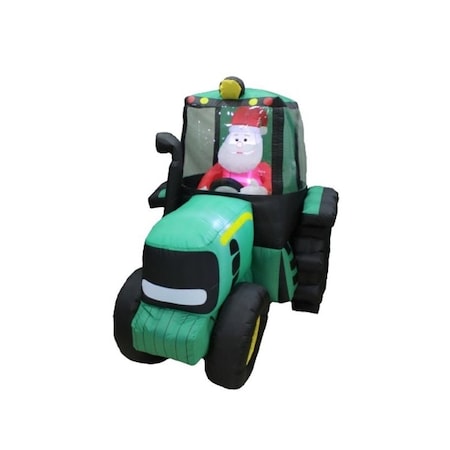 Santas Forest Inflatable Tractor, 5 ft, Polyester, Green, Internal Light/Music: Internal Light 90944