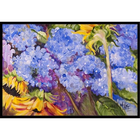 Carolines Treasures JMK1119JMAT Hydrangeas And Sunflowers Indoor & Outdoor Mat, 24 x 36 in. JMK1119JMAT