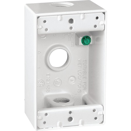 Southwire Single Gang 1/2'' 3-Hole White Weatherproof Junction Box WB1350W-UPC