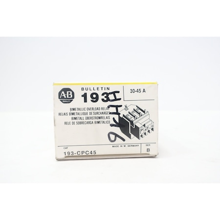 Allen Bradley OVERLOAD RELAY 30-45A 193-CPC45
