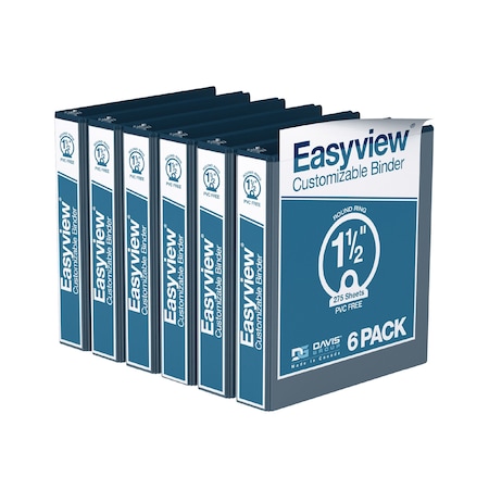 Davis Group Easyview Premium, Round Ring, Customizable, View Binder, (Navy Blue, 1.5"), PK6 8412-72-06