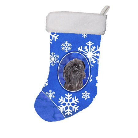 Carolines Treasures Brussels Griffon Winter Snowflakes Christmas Stocking- 11 x 8 In. SC9601-CS