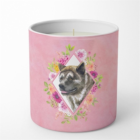 Carolines Treasures 10 oz Akita Pink Flowers Decorative Soy Candle CK4113CDL