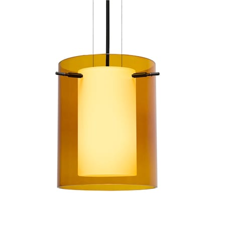 Besa Lighting Besa Pahu 8 Cable Pendant, Transparent Armagnac/Opal, Black Finish, 1x 11W LED 1KG-G00607-LED-BK