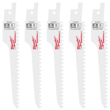 Milwaukee Tool SAWZALL 5" 6 TPI Plaster Blades - 5 PK 48-00-5052