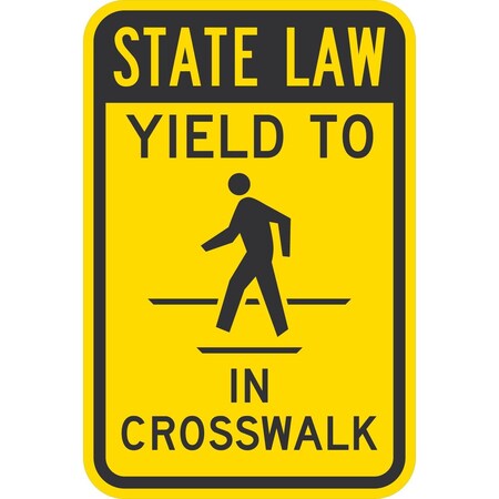 Lyle State Law Yield To (Ped Sym) In Crosswalk (With, 12x18, High Intensity Prismatic, Yellow G-4364-HI_12x18