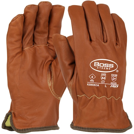 Boss AR Top Grain Goatskin Leather Drivers Glove w/Oil Armor Finish, Para-Aramid Lining, Keystone Thumb KS993KOA/3XL