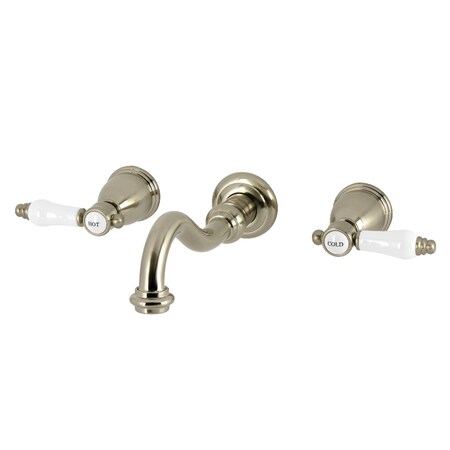 Kingston Brass Two-Handle Wall Mount Tub Faucet, Brushed Nickel KS3028BPL